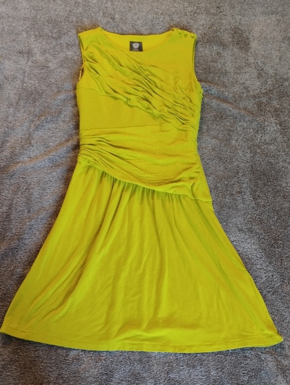 Vince Camuto Chartreuse Draped Waist Dress